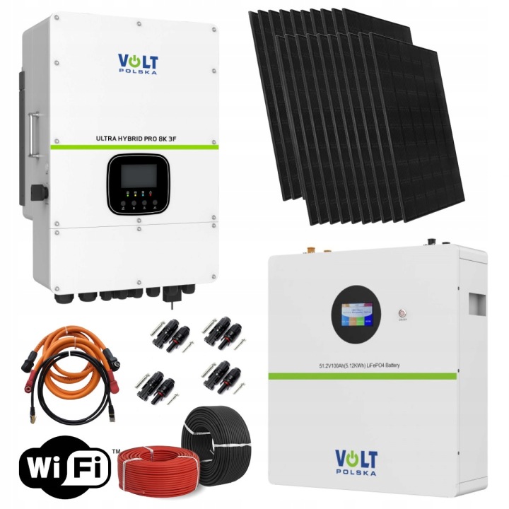 Home zestaw fotowoltaika hybrydowya on grid off grid 3 fazowy 8kw 8 kwp magazyn